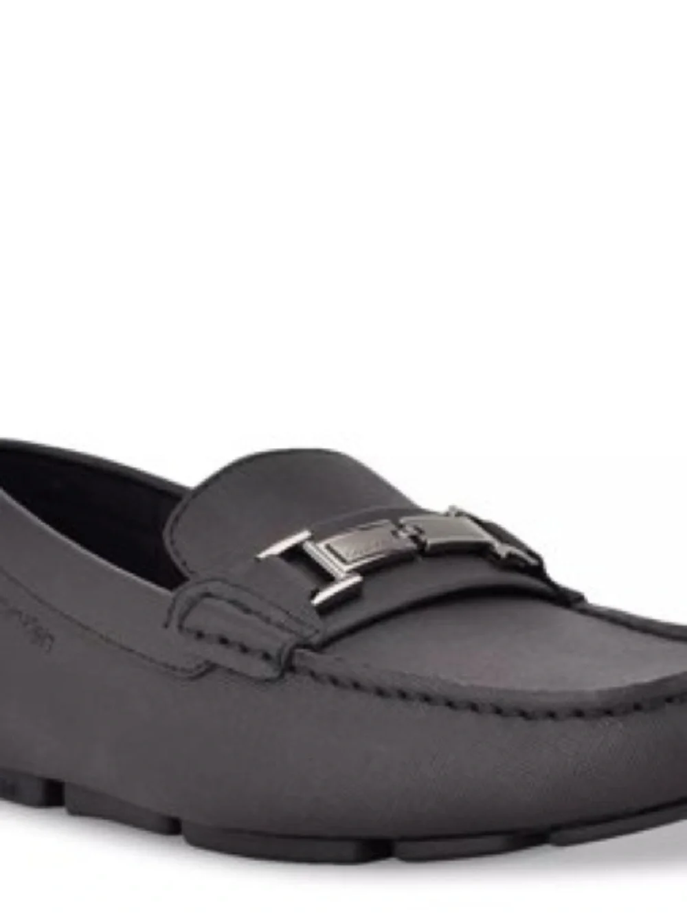 Calvin Klein Grey Slip-On Metal Bit Loafers Leather
